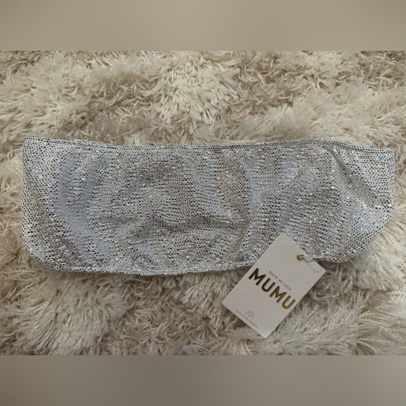 Show Me Your MuMu Silver Bandeau Micro Tube Top Size- M NWT - Picture 2 of 4